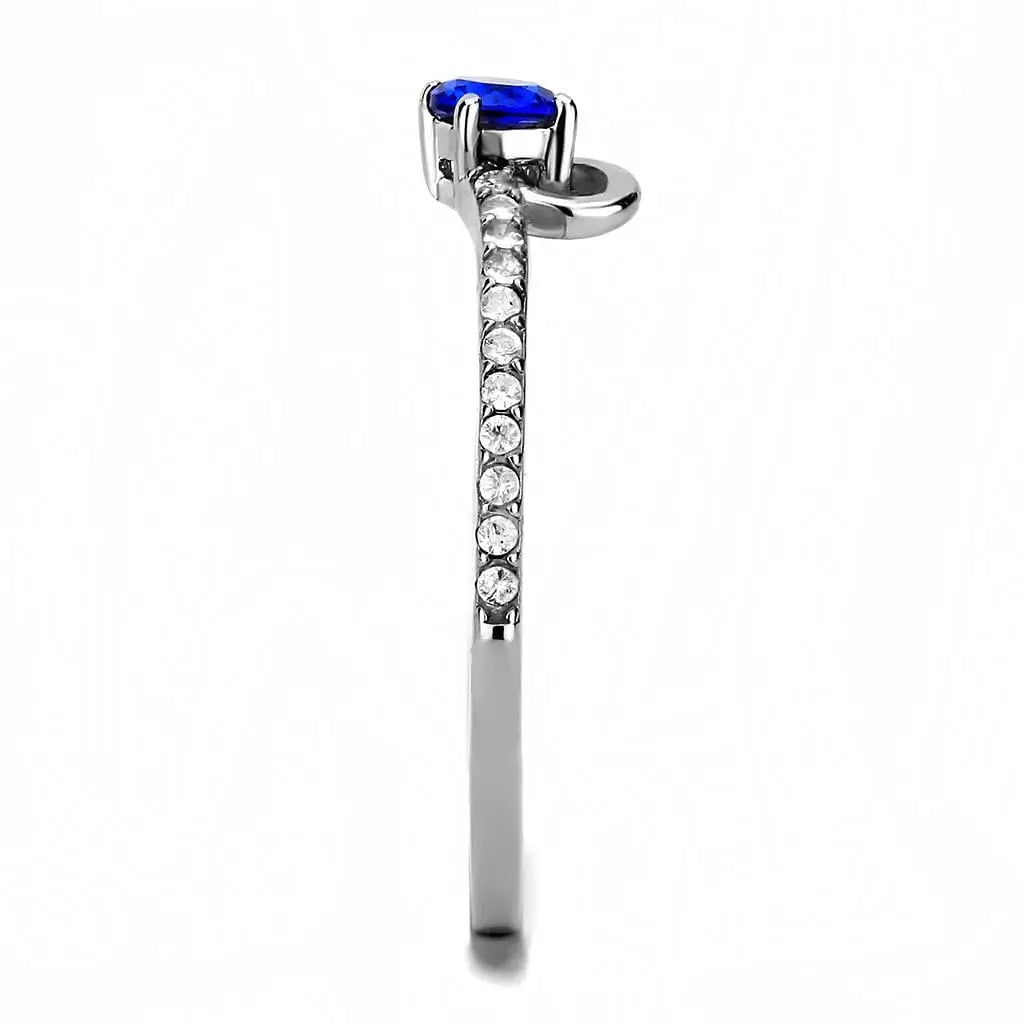 Alamode High polished (no plating) Stainless Steel Ring with AAA Grade CZ in London Blue - Alamode - Flyclothing LLC