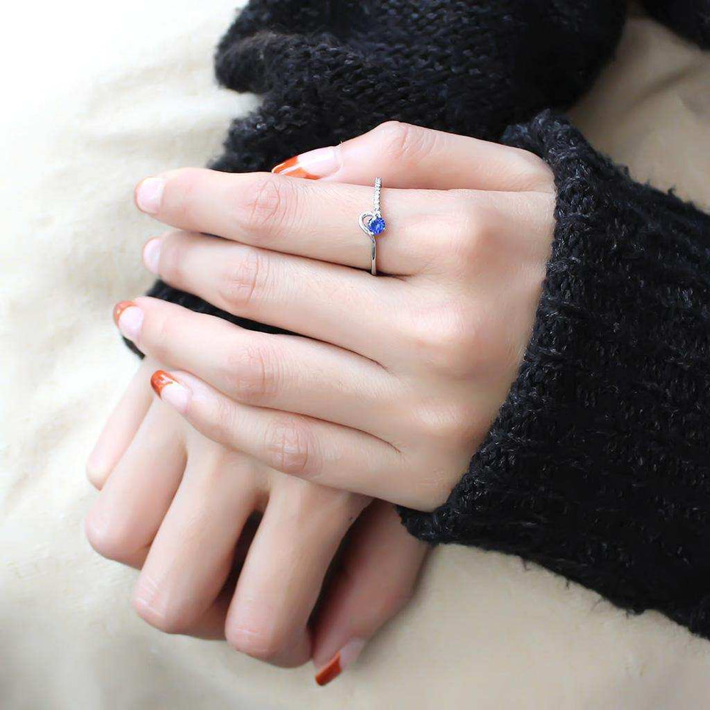 Alamode High polished (no plating) Stainless Steel Ring with AAA Grade CZ in London Blue - Alamode - Flyclothing LLC