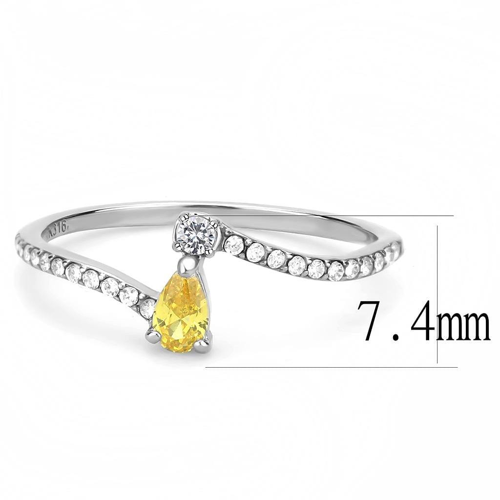 Alamode High polished (no plating) Stainless Steel Ring with AAA Grade CZ in Topaz - Alamode