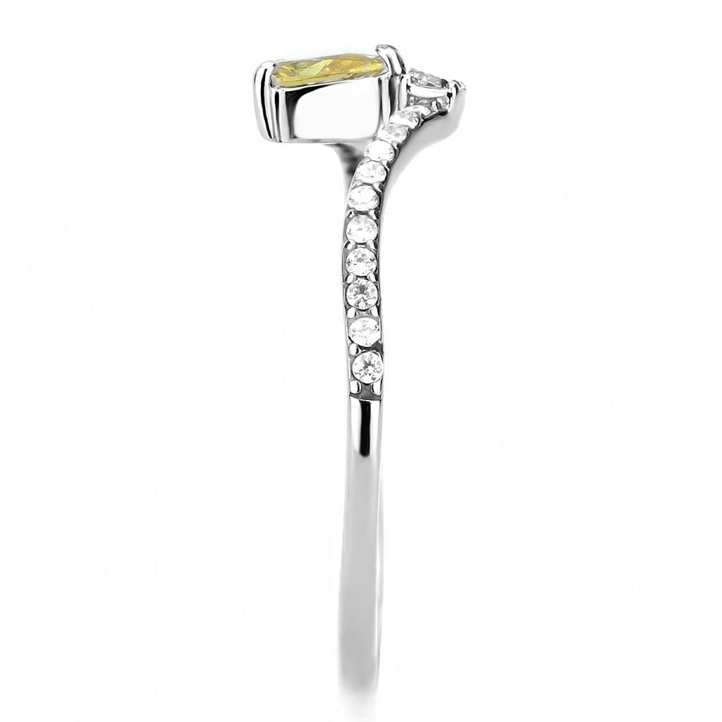 Alamode High polished (no plating) Stainless Steel Ring with AAA Grade CZ in Topaz - Alamode