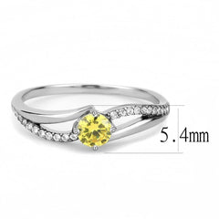 Alamode High polished (no plating) Stainless Steel Ring with AAA Grade CZ in Topaz - Alamode