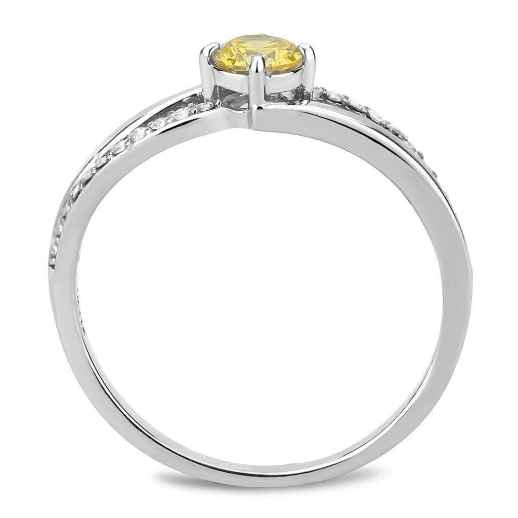 Alamode High polished (no plating) Stainless Steel Ring with AAA Grade CZ in Topaz - Alamode