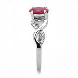 Alamode High polished (no plating) Stainless Steel Ring with AAA Grade CZ in Ruby - Alamode