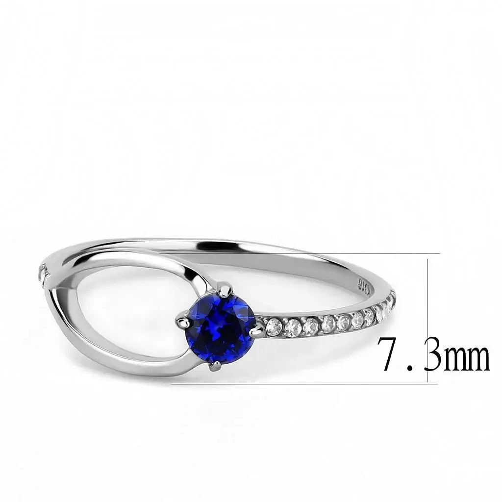 Alamode High polished (no plating) Stainless Steel Ring with AAA Grade CZ in London Blue - Alamode - Flyclothing LLC