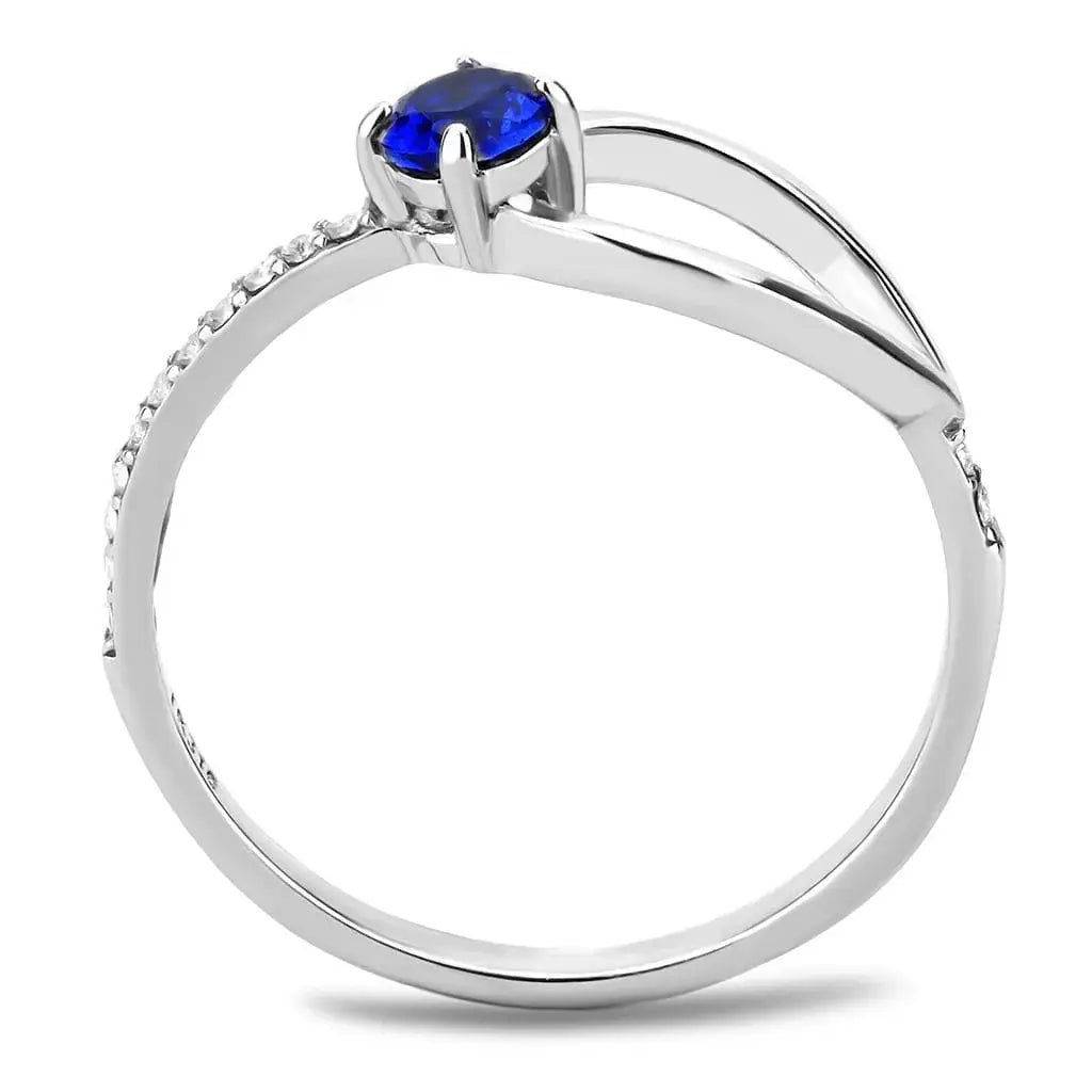 Alamode High polished (no plating) Stainless Steel Ring with AAA Grade CZ in London Blue - Alamode - Flyclothing LLC