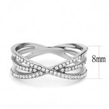 Alamode High polished (no plating) Stainless Steel Ring with AAA Grade CZ in Clear - Alamode