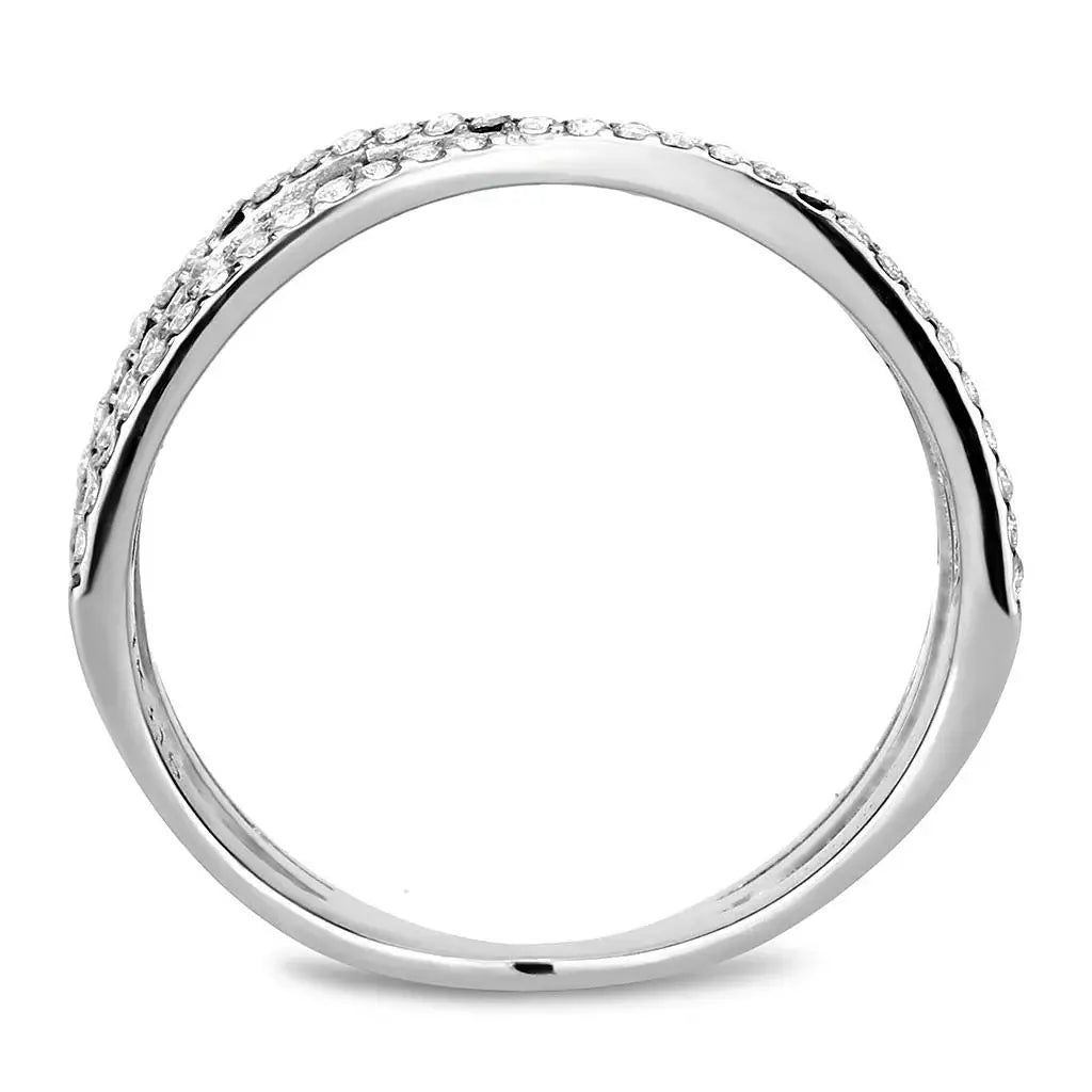Alamode High polished (no plating) Stainless Steel Ring with AAA Grade CZ in Clear - Alamode - Flyclothing LLC