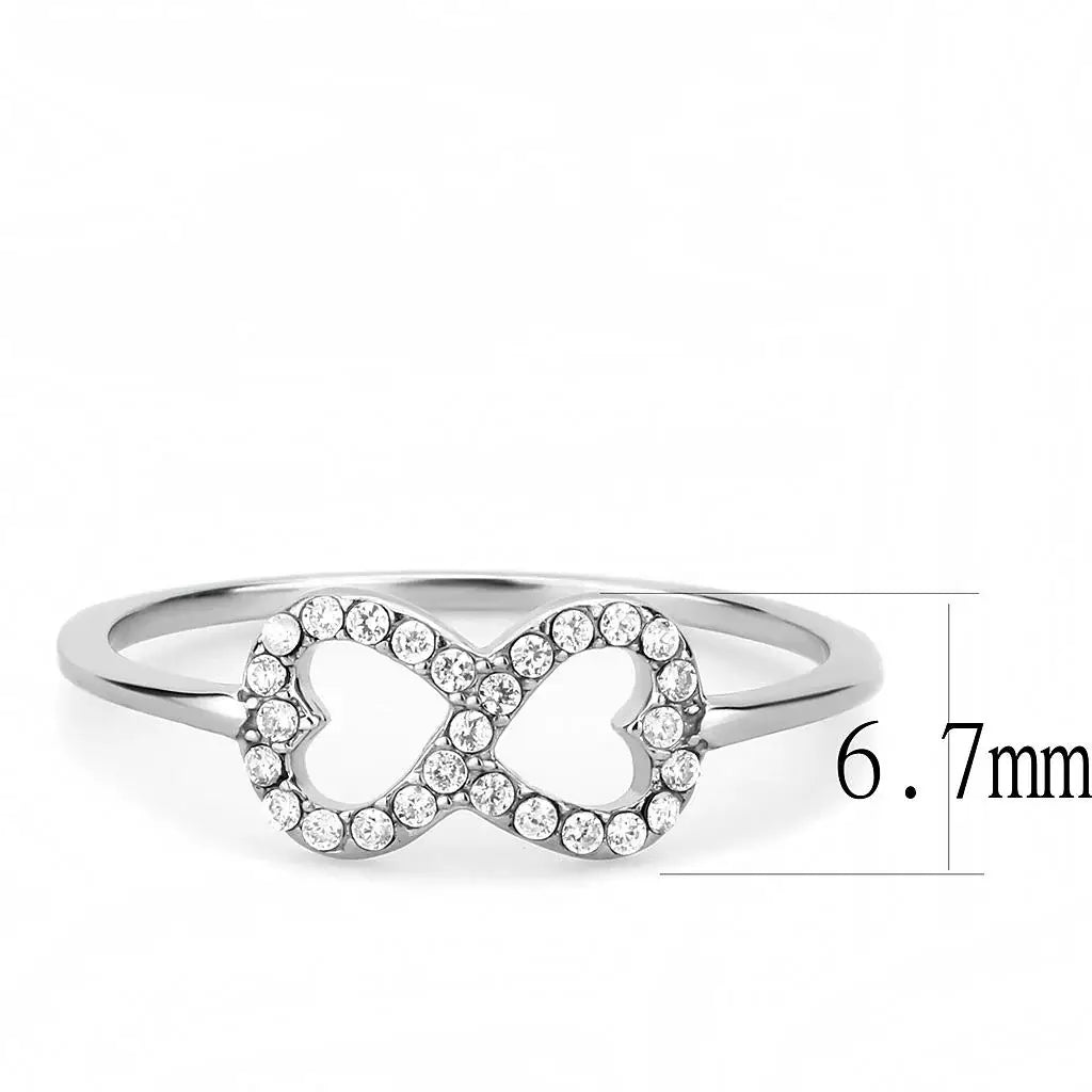 Alamode High polished (no plating) Stainless Steel Ring with AAA Grade CZ in Clear - Alamode - Flyclothing LLC