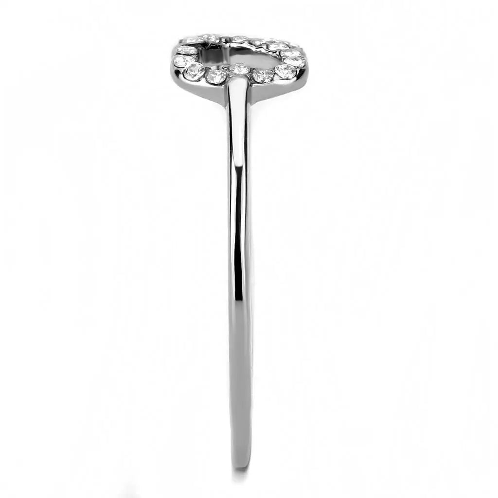 Alamode High polished (no plating) Stainless Steel Ring with AAA Grade CZ in Clear - Alamode - Flyclothing LLC