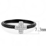Alamode Two-Tone IP Black (Ion Plating) Stainless Steel Ring with AAA Grade CZ in Clear - Alamode - Flyclothing LLC