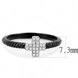 Alamode Two-Tone IP Black (Ion Plating) Stainless Steel Ring with AAA Grade CZ in Clear - Alamode