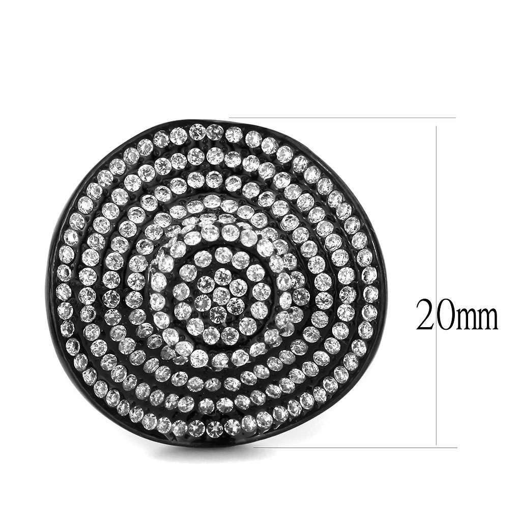Alamode IP Black(Ion Plating) Stainless Steel Ring with AAA Grade CZ in Clear - Alamode - Flyclothing LLC