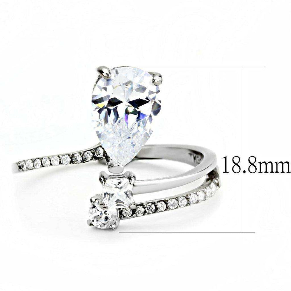 Alamode High polished (no plating) Stainless Steel Ring with AAA Grade CZ in Clear - Alamode - Flyclothing LLC