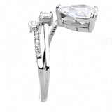 Alamode High polished (no plating) Stainless Steel Ring with AAA Grade CZ in Clear - Alamode