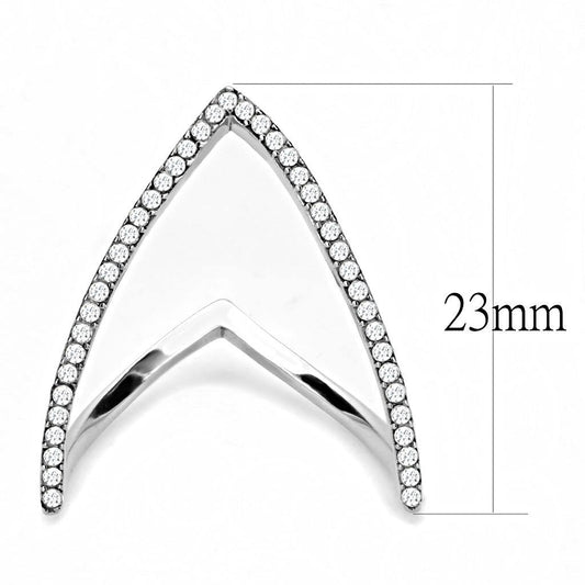 Alamode High polished (no plating) Stainless Steel Ring with AAA Grade CZ in Clear - Alamode