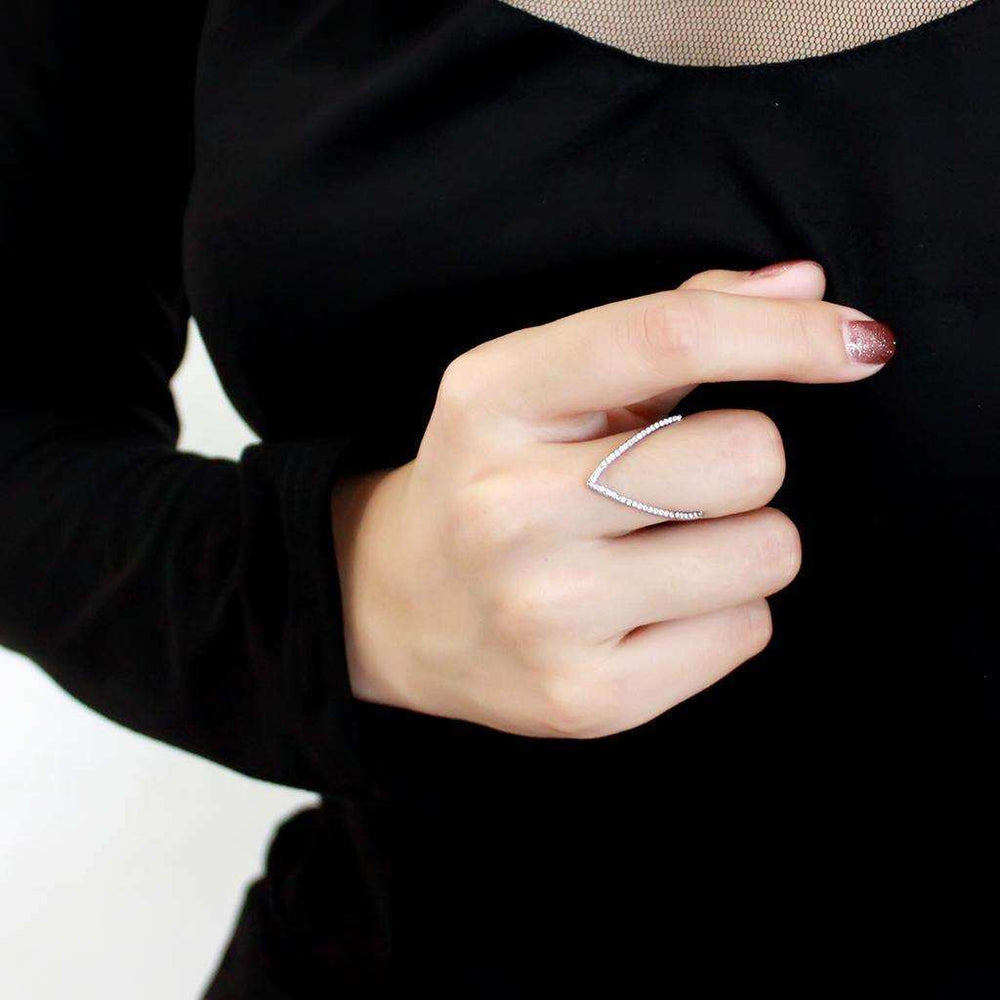 Alamode High polished (no plating) Stainless Steel Ring with AAA Grade CZ in Clear - Alamode - Flyclothing LLC