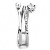 Alamode High polished (no plating) Stainless Steel Ring with AAA Grade CZ in Clear - Alamode
