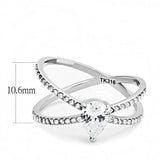 Alamode High polished (no plating) Stainless Steel Ring with AAA Grade CZ in Clear - Alamode - Flyclothing LLC