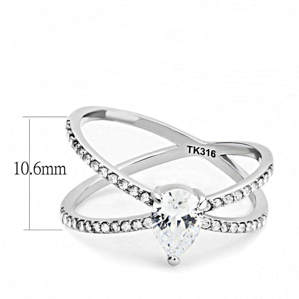 Alamode High polished (no plating) Stainless Steel Ring with AAA Grade CZ in Clear - Alamode - Flyclothing LLC