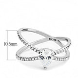 Alamode High polished (no plating) Stainless Steel Ring with AAA Grade CZ in Clear - Alamode