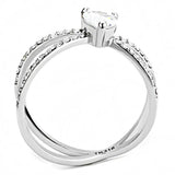 Alamode High polished (no plating) Stainless Steel Ring with AAA Grade CZ in Clear - Alamode - Flyclothing LLC