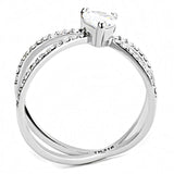 Alamode High polished (no plating) Stainless Steel Ring with AAA Grade CZ in Clear - Alamode