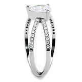 Alamode High polished (no plating) Stainless Steel Ring with AAA Grade CZ in Clear - Alamode