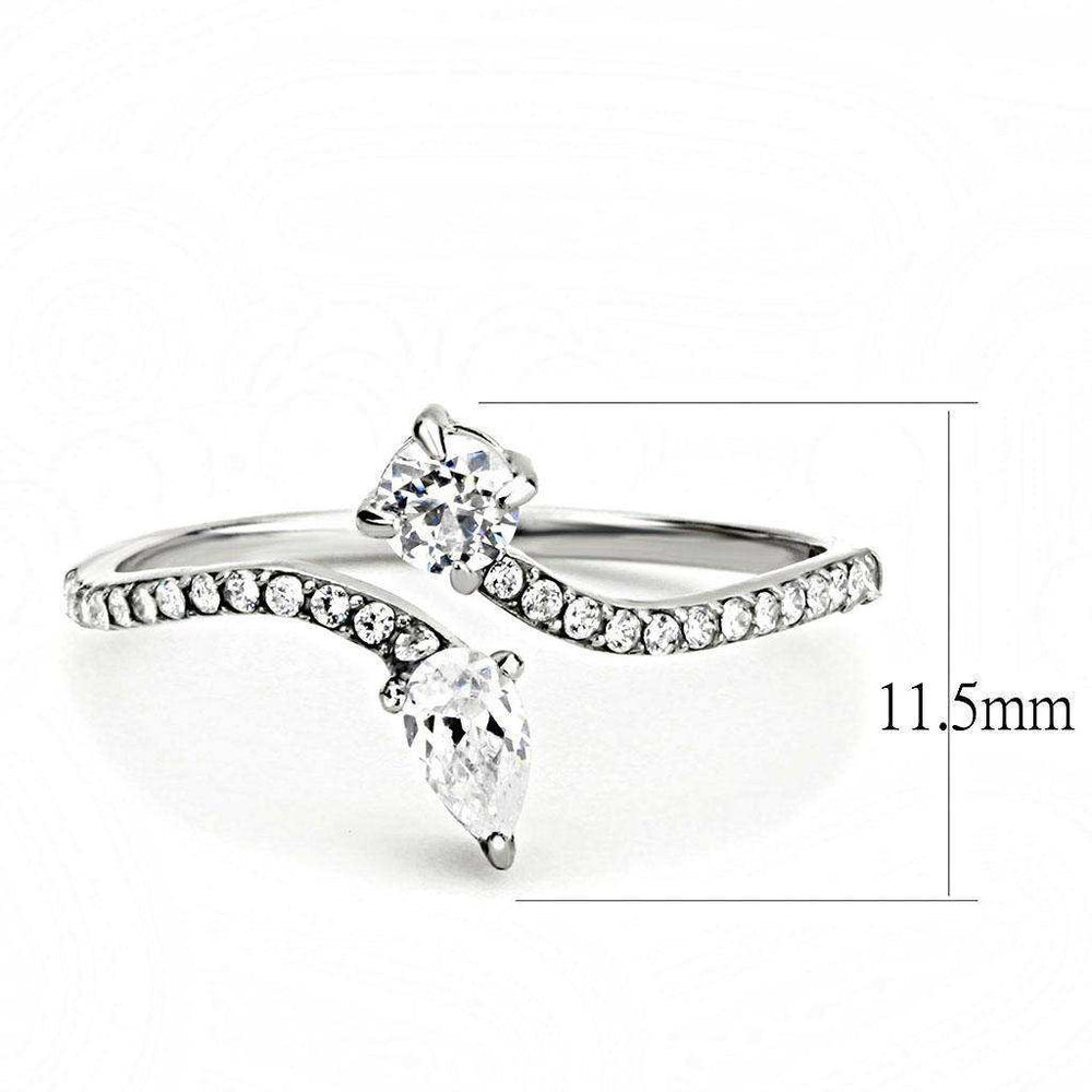 Alamode High polished (no plating) Stainless Steel Ring with AAA Grade CZ in Clear - Alamode - Flyclothing LLC