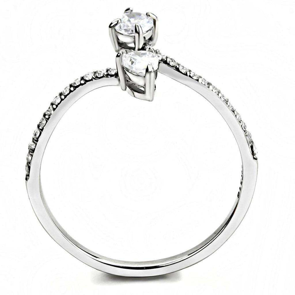 Alamode High polished (no plating) Stainless Steel Ring with AAA Grade CZ in Clear - Alamode - Flyclothing LLC
