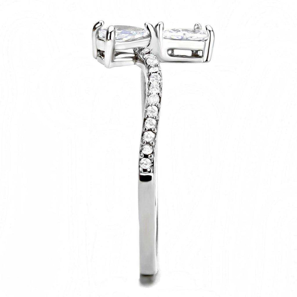 Alamode High polished (no plating) Stainless Steel Ring with AAA Grade CZ in Clear - Alamode - Flyclothing LLC