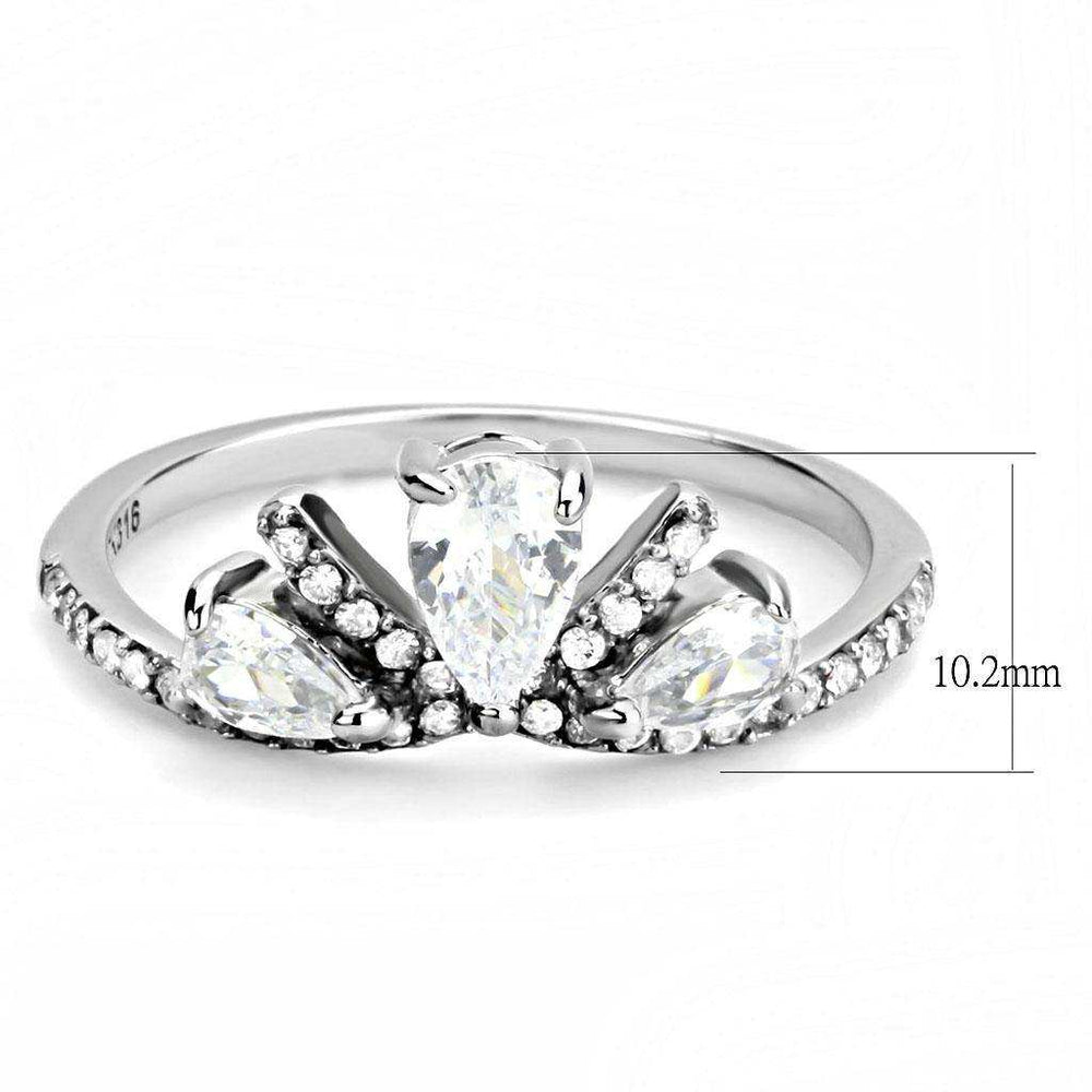 Alamode High polished (no plating) Stainless Steel Ring with AAA Grade CZ in Clear - Alamode - Flyclothing LLC