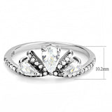 Alamode High polished (no plating) Stainless Steel Ring with AAA Grade CZ in Clear - Alamode