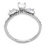 Alamode High polished (no plating) Stainless Steel Ring with AAA Grade CZ in Clear - Alamode