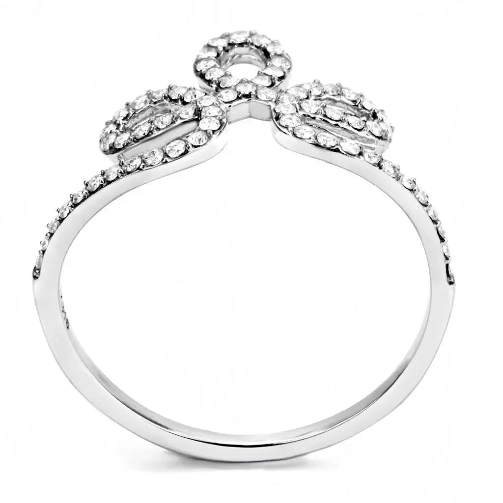 Alamode High polished (no plating) Stainless Steel Ring with AAA Grade CZ in Clear - Alamode - Flyclothing LLC