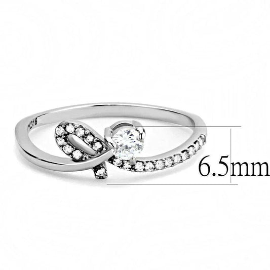 Alamode High polished (no plating) Stainless Steel Ring with AAA Grade CZ in Clear - Alamode - Flyclothing LLC