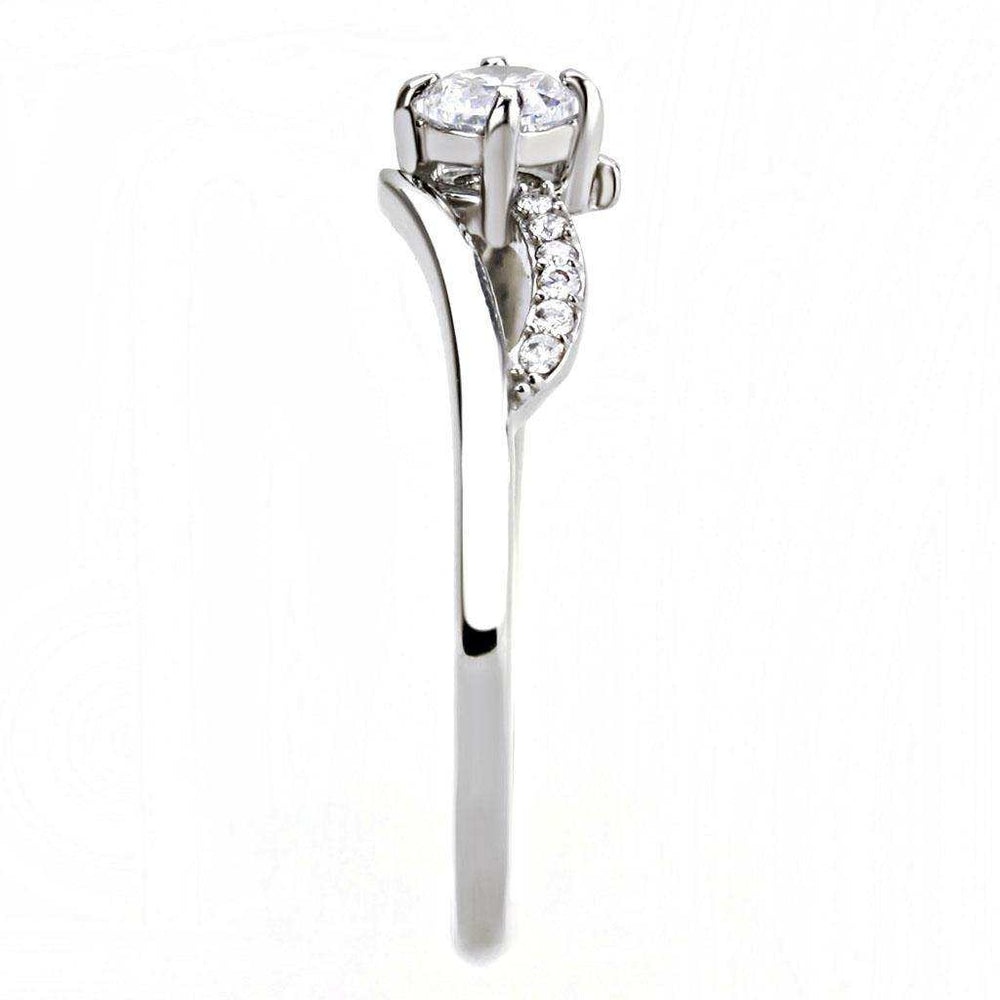 Alamode High polished (no plating) Stainless Steel Ring with AAA Grade CZ in Clear - Alamode - Flyclothing LLC