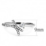 Alamode High polished (no plating) Stainless Steel Ring with AAA Grade CZ in Clear - Alamode