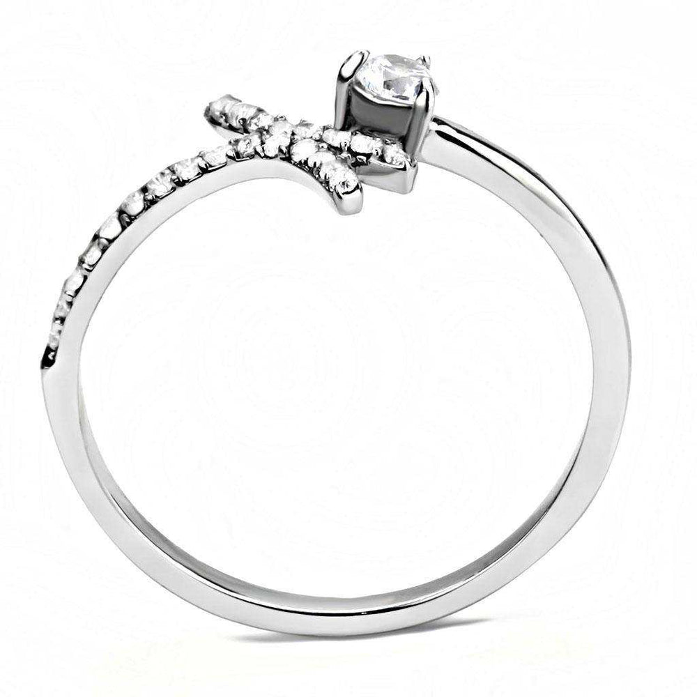 Alamode High polished (no plating) Stainless Steel Ring with AAA Grade CZ in Clear - Alamode - Flyclothing LLC