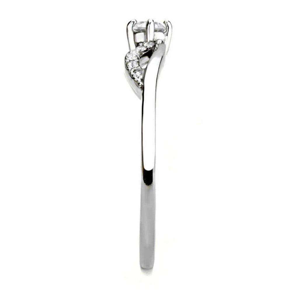 Alamode High polished (no plating) Stainless Steel Ring with AAA Grade CZ in Clear - Alamode - Flyclothing LLC