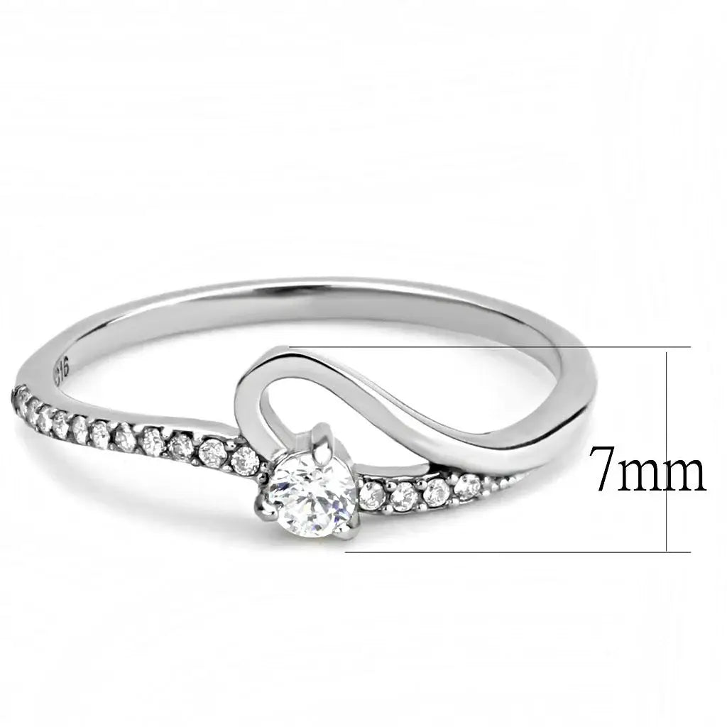 Alamode High polished (no plating) Stainless Steel Ring with AAA Grade CZ in Clear - Alamode - Flyclothing LLC