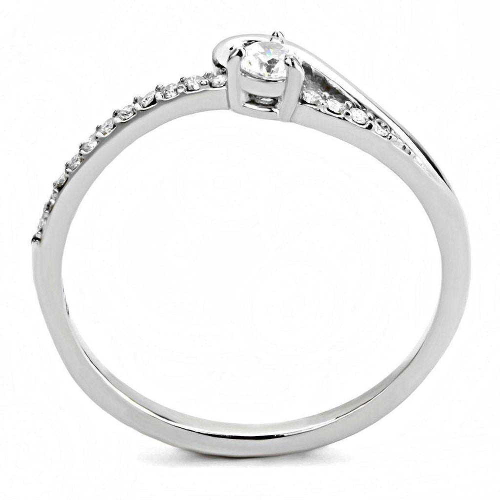 Alamode High polished (no plating) Stainless Steel Ring with AAA Grade CZ in Clear - Alamode - Flyclothing LLC
