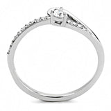 Alamode High polished (no plating) Stainless Steel Ring with AAA Grade CZ in Clear - Alamode