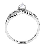 Alamode High polished (no plating) Stainless Steel Ring with AAA Grade CZ in Clear - Alamode