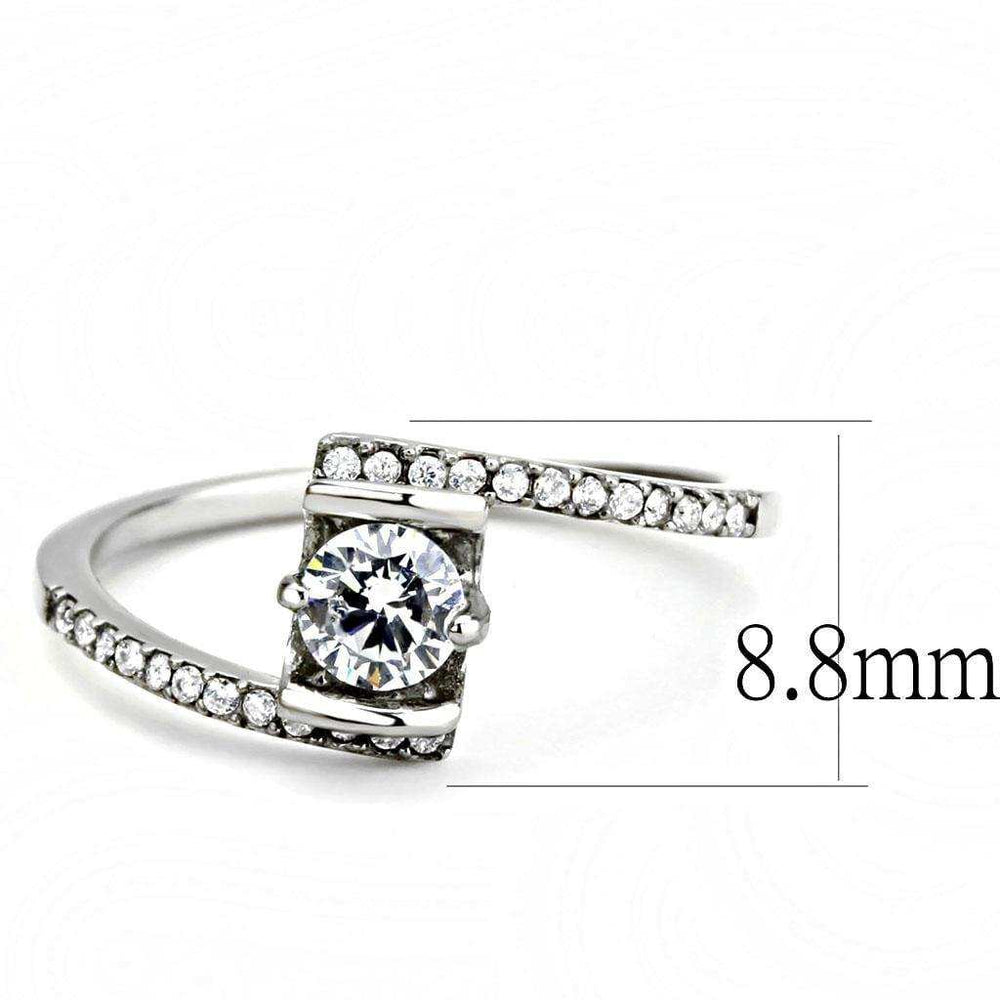 Alamode High polished (no plating) Stainless Steel Ring with AAA Grade CZ in Clear - Alamode - Flyclothing LLC