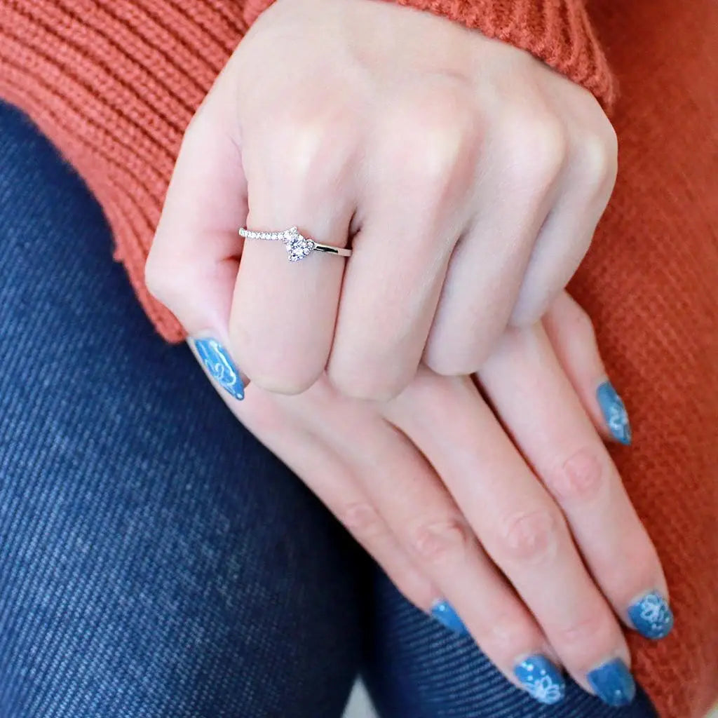 Alamode High polished (no plating) Stainless Steel Ring with AAA Grade CZ in Clear - Alamode - Flyclothing LLC