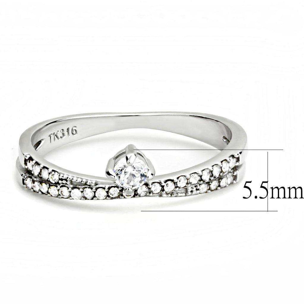 Alamode High polished (no plating) Stainless Steel Ring with AAA Grade CZ in Clear - Alamode - Flyclothing LLC