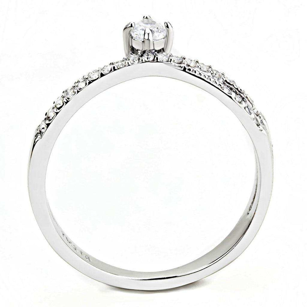 Alamode High polished (no plating) Stainless Steel Ring with AAA Grade CZ in Clear - Alamode - Flyclothing LLC