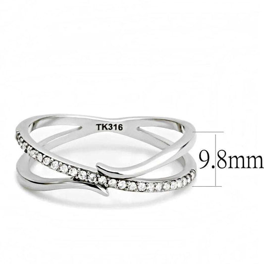 Alamode High polished (no plating) Stainless Steel Ring with AAA Grade CZ in Clear - Alamode - Flyclothing LLC