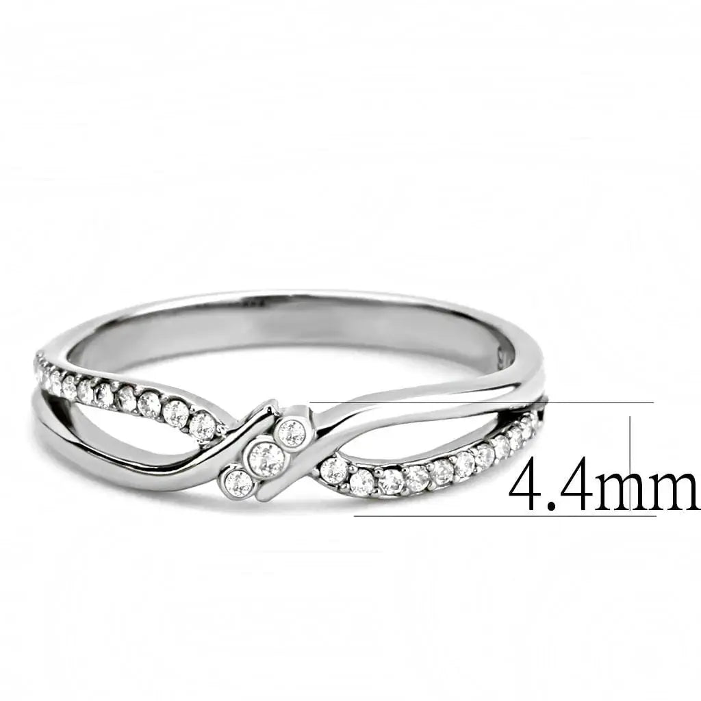 Alamode High polished (no plating) Stainless Steel Ring with AAA Grade CZ in Clear - Alamode - Flyclothing LLC