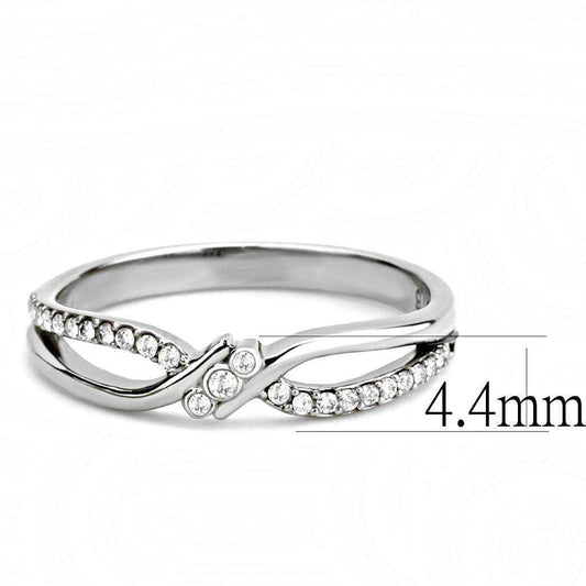 Alamode High polished (no plating) Stainless Steel Ring with AAA Grade CZ in Clear - Alamode - Flyclothing LLC